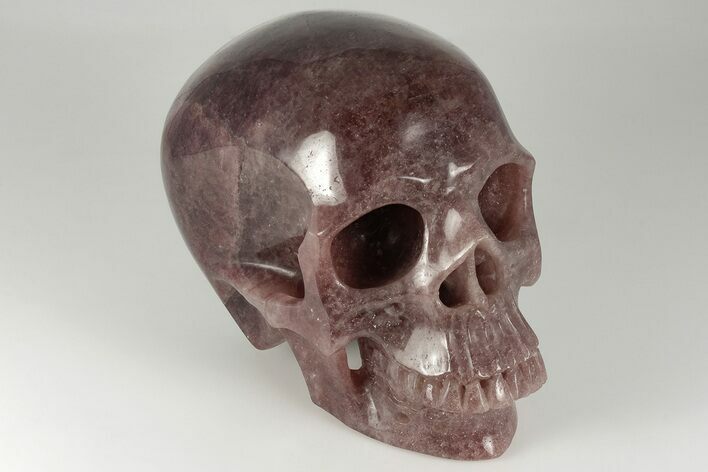 Realistic, Carved Strawberry Quartz Crystal Skull #199590